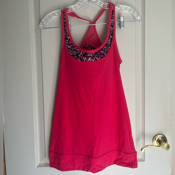 Lululemon Hot Pink 2-in-1 Racerback Sports Bra and Open-Back Tank size 4 - Picture 1 of 5